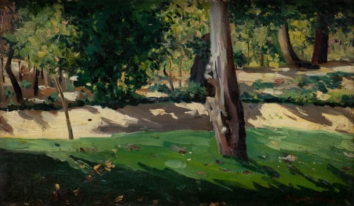 JOSÉ LUPIÁÑEZ Y CARRASCO, "Parque", Óleo sobre tablex