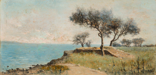 MANUEL RAMOS ARTAL, "Paisaje costero", 1894, Óleo sobre tab