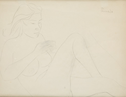 FRANCISCO PEINADO, "Desnudo femenino", Lápiz sobre papel