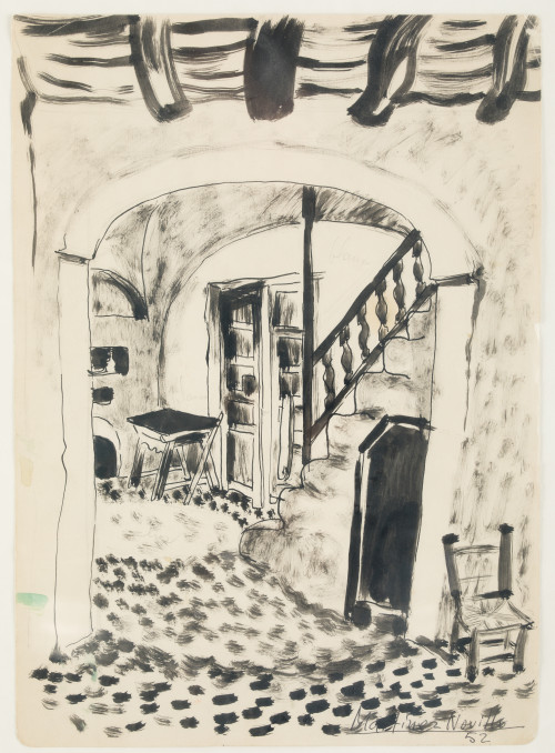 CIRILO MARTÍNEZ NOVILLO, "La entrada", 1952, Tinta sobre pa