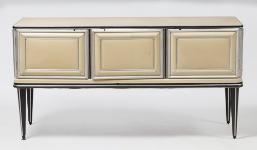 White imitation leather sideboard, design Umberto Mascagni,