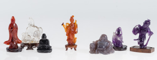 Tres figuras de jade tallado, China, S. XX