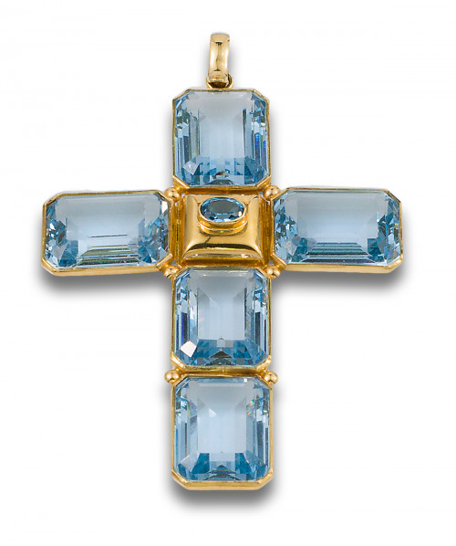 CRUZ DE VIDRIOS Y ORO AMARILLO