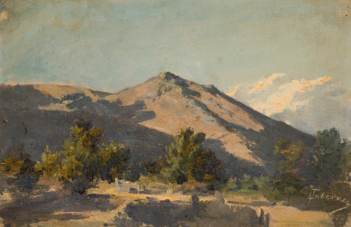 ESCUELA ESPAÑOLA, "Paisaje", Óleo sobre lienzo (sin bastido