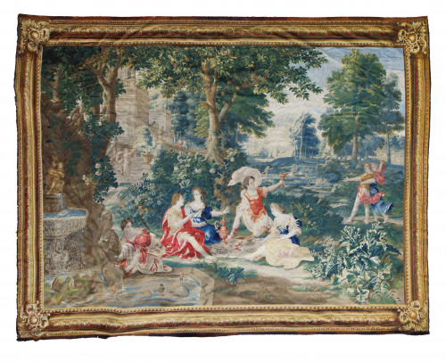 Tapiz tejido en lana, manufactura Aubusson, Francia, S. XVI