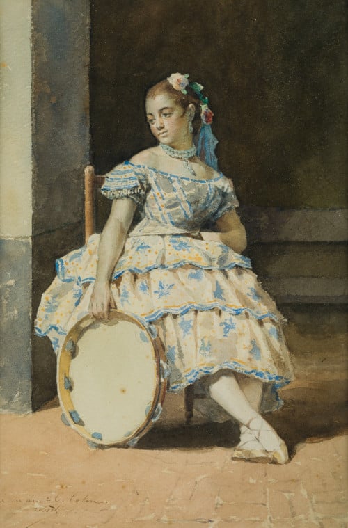 MANUEL WSSEL DE GUIMBARDA, “Joven sentada con pandereta”, A