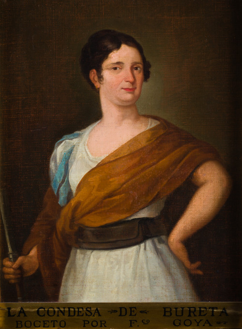 CIRCULO DE GOYA, "Retrato de la Condesa de Bureta", Óleo so