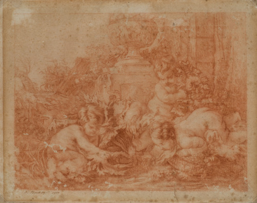 FRANCESCO BARTOLOZZI, "Putti", 1810, Sanguina sobre papel