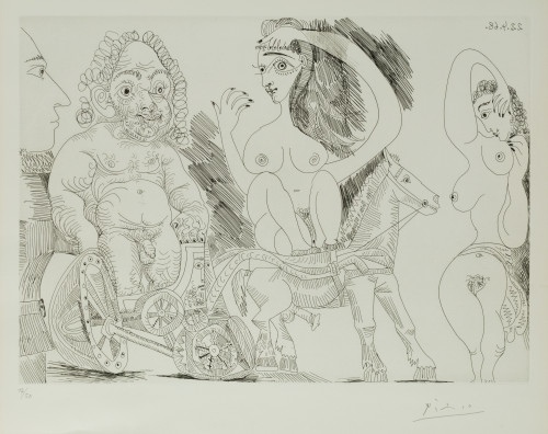 PABLO RUIZ PICASSO, "Char romain avec vieil Athlète Ecuyère