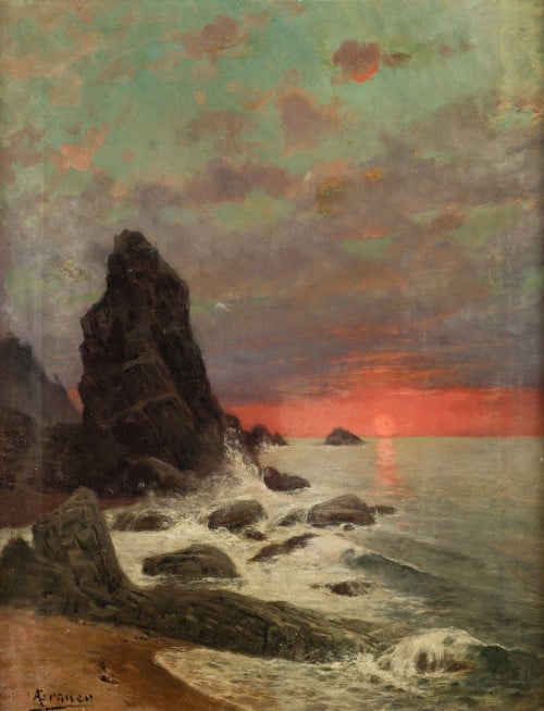 ANTONIO GRANER Y VIÑUELAS, "Atardecer", Óleo sobre lienzo