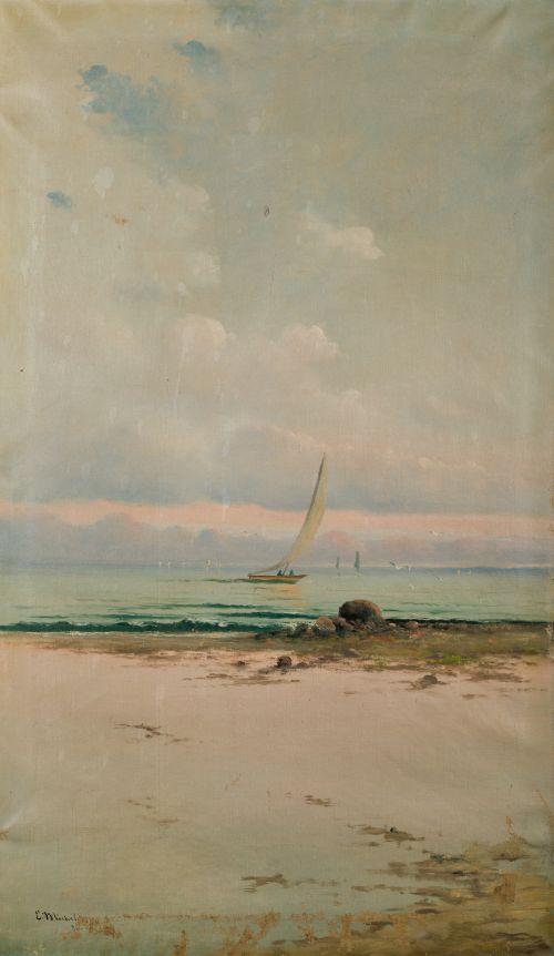 ESCUELA FRANCESA  S. XIX - S. XX, "Playa", 1896, Óleo sbre