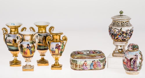 Lote de porcelana de Capodimonte, Nápoles, S.XX