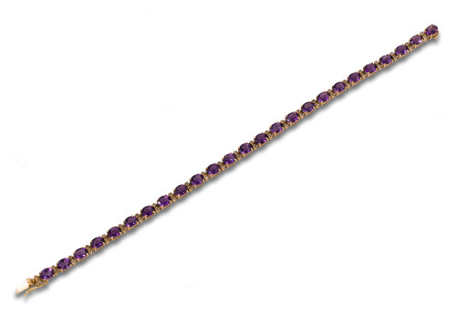 RIVIERE BRACELET IN GOLD WITH AMETHYST AND DIAMONDS