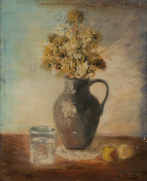 JOSÉ ALFONSO CUNI, "Jarrón con flores", Óleo sobre lienzo