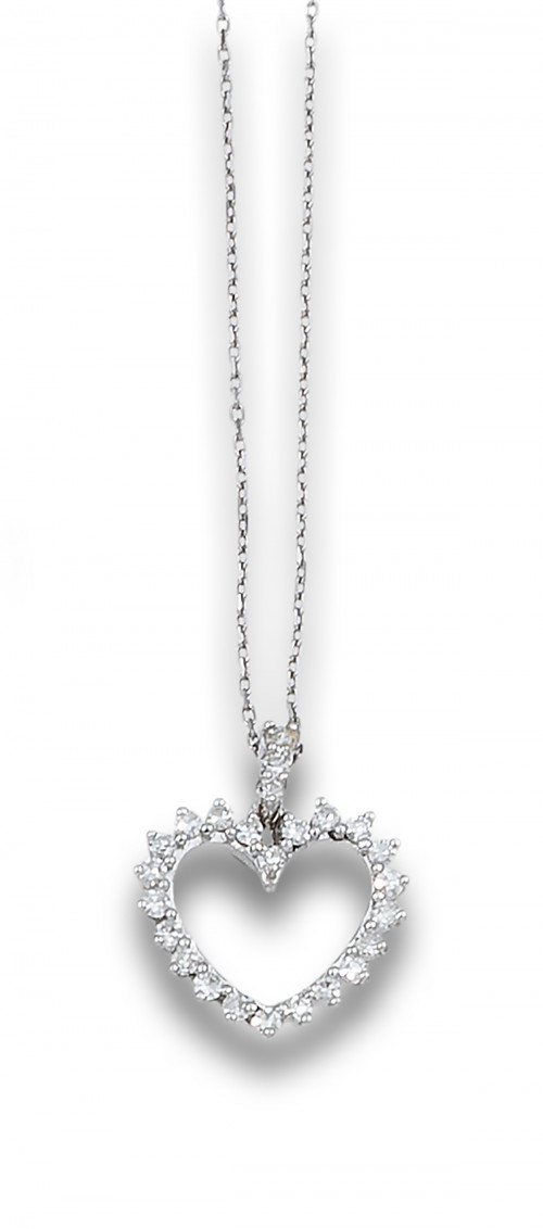 COLGANTE CORAZÓN DE DIAMANTE, EN ORO BLANCO CON CADENITA