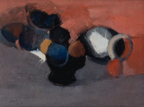 JOSÉ BARCELÓ ALBADALEJO, "Bodegón", 1967, Óleo sobre tabla