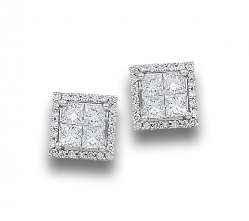 PENDIENTES DE ORO BLANCO Y DIAMANTES