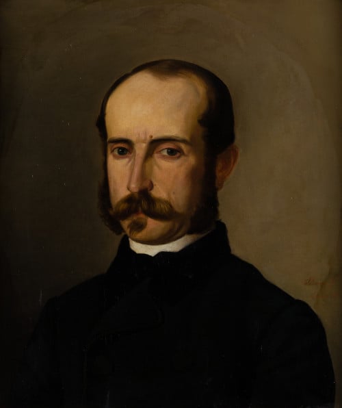 DOMINGO VALDIVIESO, "Retrato de caballero", 1859, Óleo sobr