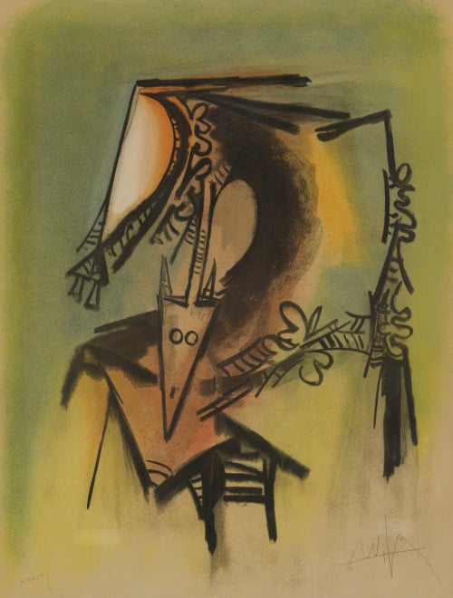 WIFREDO LAM, "Ils ont le cou des echassiers", 1973, Litogra