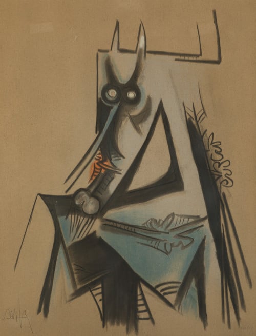 WIFREDO LAM, "Les vaches sont maigres en Haiti", 1973, Lito