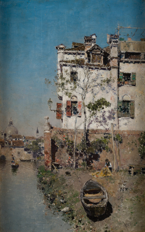 MARTÍN RICO Y ORTEGA, "Paisaje de Venecia con Santa Maria d