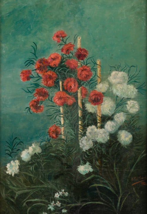 JOSÉ GIL GARCÍA, "Jardín con claveles", 1924