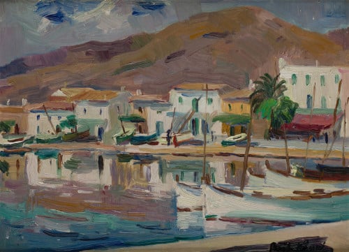 PASCUAL ROCH MINUÉ, "Paisaje costero mallorquín", Óleo sobr