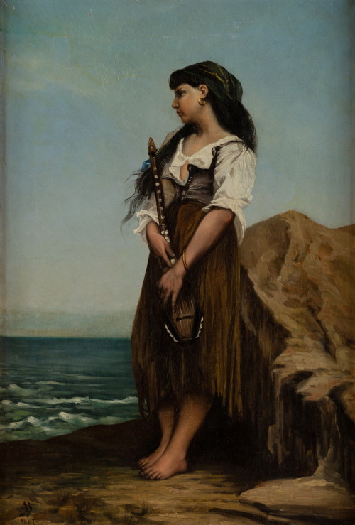 ANTONIETTA BRANDEIS, "Joven esperando junto al mar", 1887, 