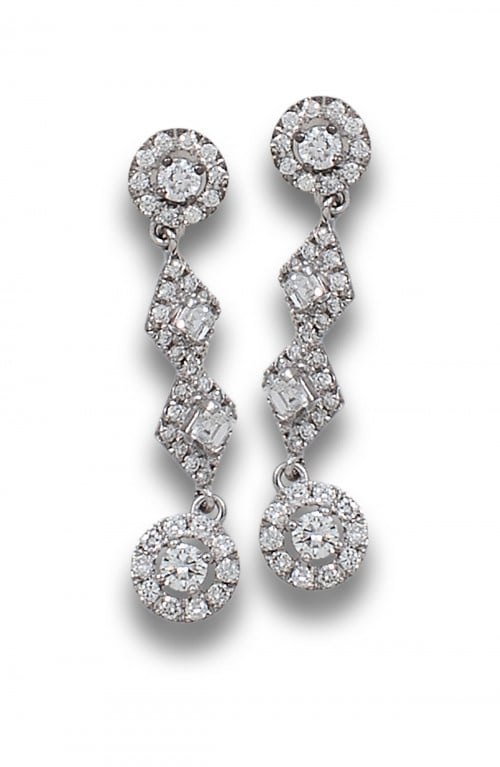 PENDIENTES LARGOS DE DIAMANTES, ORO BLANCO