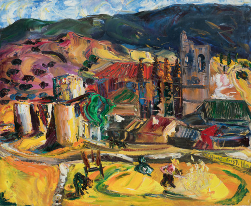 LUCIANO DÍAZ CASTILLA, "Mi pueblo", Óleo sobre lienzo