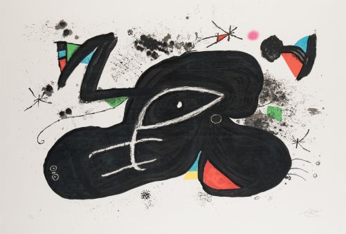 JOAN MIRÓ, "Paysanne endormie", 1981, Litografía