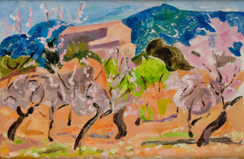 MENCHU GAL, "Paisaje", Óleo sobre tablex