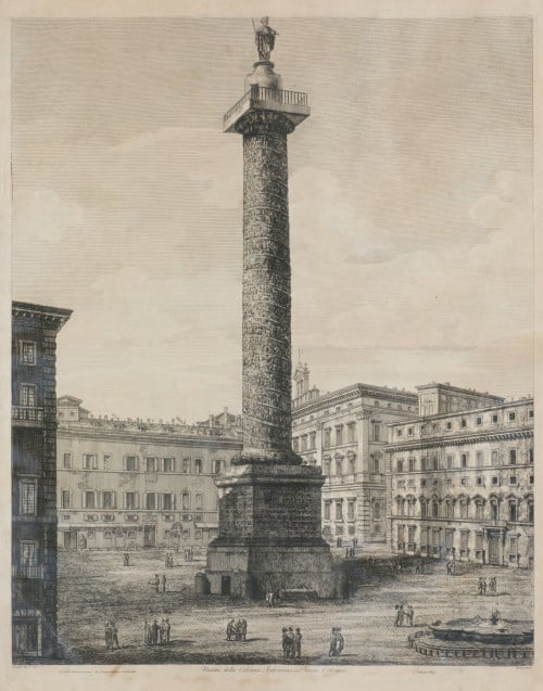 LUIGI ROSSINI, "Veduta della Gran Porta di Marco Agrippa" y