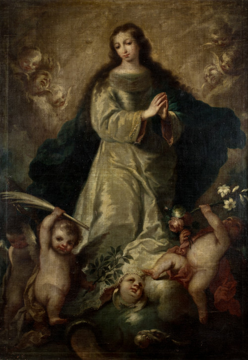 MANUEL FERNANDEZ ACEVEDO , "Inmaculada Concepción", Óleo so