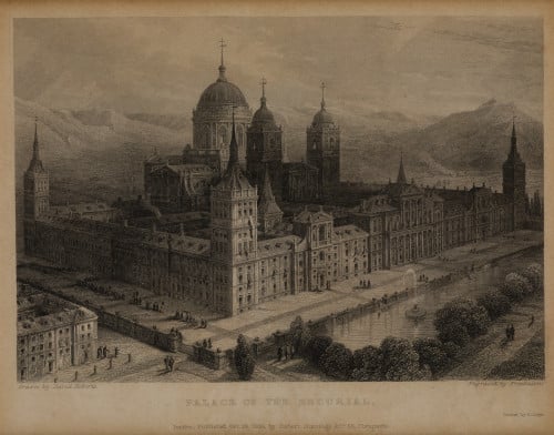 DAVID ROBERTS, "Monasterio de El Escorial", 1836, Aguafuert