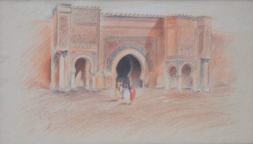 ESCUELA MARROQUÍ, "Puerta de Bab Mansour, Meknes" y "Mujere