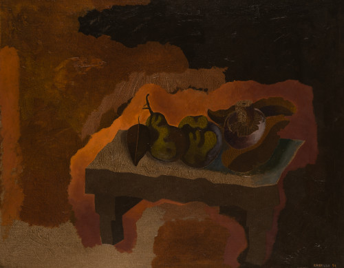 JORGE CASTILLO, "Frutas sobre una mesa", 1991, Óleo sobre c