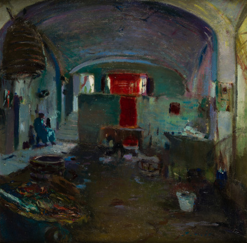 JOAQUÍN MIR TRINXET, "Interior", Óleo sobre lienzo