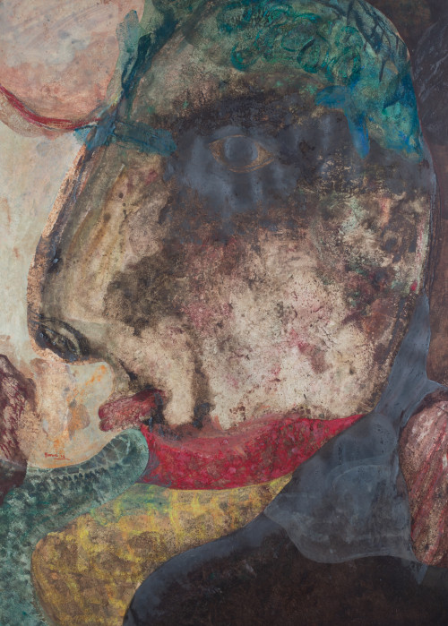 ANTONIO JIMÉNEZ, "Rostro", 1976, Técnica mixta sobre papel