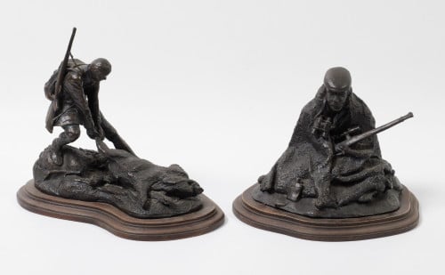 ESCUELA ESPAÑOLA, “Aguardo”, Escultura de bronce patinado