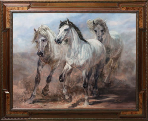 LEÓN  FRÍAS, “Caballos", Óleo sobre lienzo