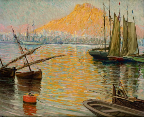 LUIS  HUIDOBRO LAPLANA, "Puerto", 1930, Óleo sobre lienzo