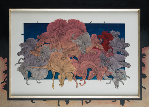 GUILLAUME A. AZOULAY, Stampede", 1988, Serigrafía sobre pap