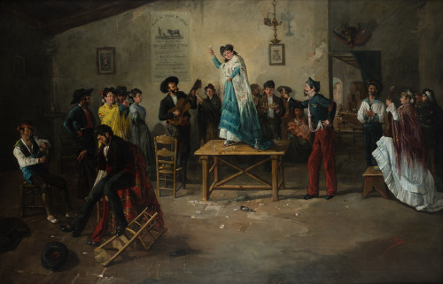 JOSÉ RODRÍGUEZ, "Fiesta flamenca en el interior de una tabe