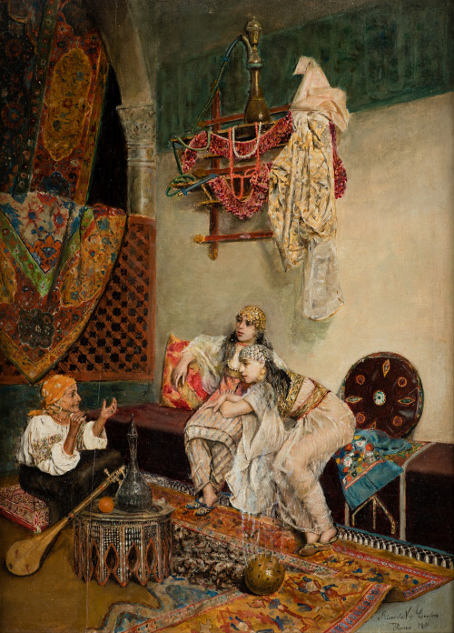 RICARDO VILLEGAS CORDERO, "Interior oriental", 1881, Óleo s