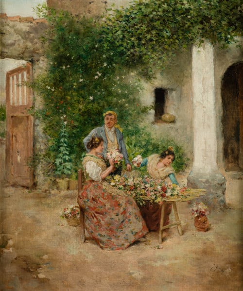 GABRIEL OSMUNDO GÓMEZ, “Preparando los ramos de flores”, Ól