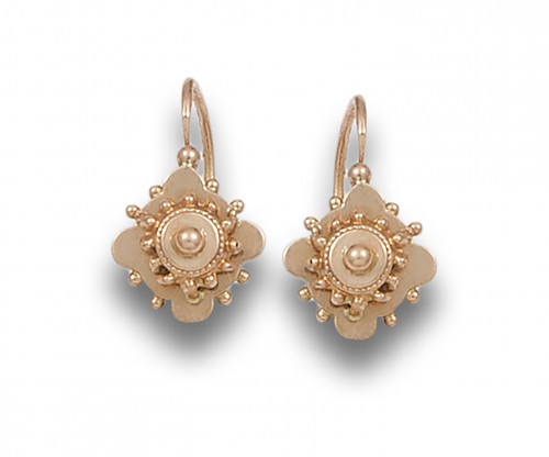 PENDIENTES COLGANTES, ESTILO ANTIGUO, DE ORO ROSA