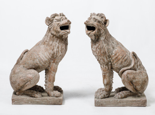 Pareja de leones de terracota, S.XX