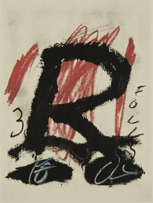 ANTONI TÀPIES, "Clau de foc V", 1973, Litografía sobre papel