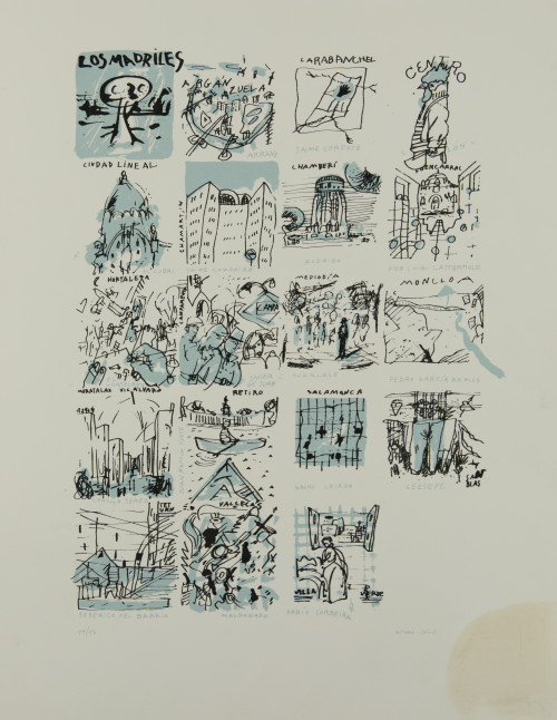 VARIOS AUTORES, "Los madriles", 1986, 21 serigrafías 